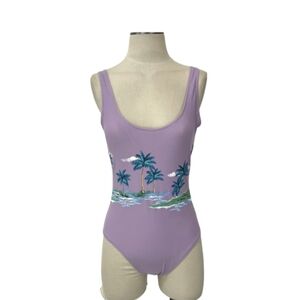 Old Navy- Lavender Tropical Graphic One Piece Swimsuit Size Small